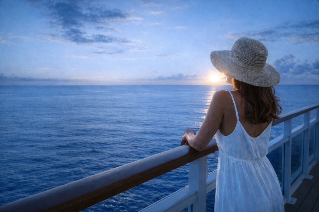 Family cruise vacation ocean view